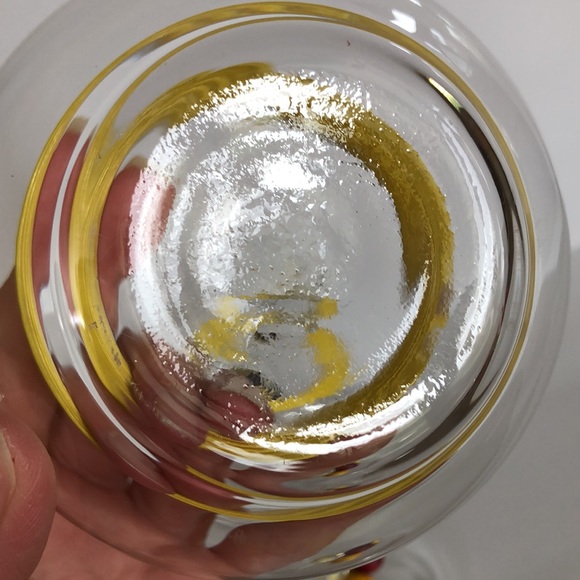 Vintage Rubel Crystal Retro Sugar Creamer Yellow Banding Trim And Wood Beads - Picture 11 of 15